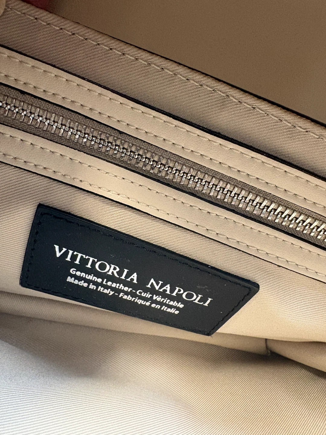 Vittoria Napoli Beige Italian Leather Hand/Crossbody Bag - photo 4