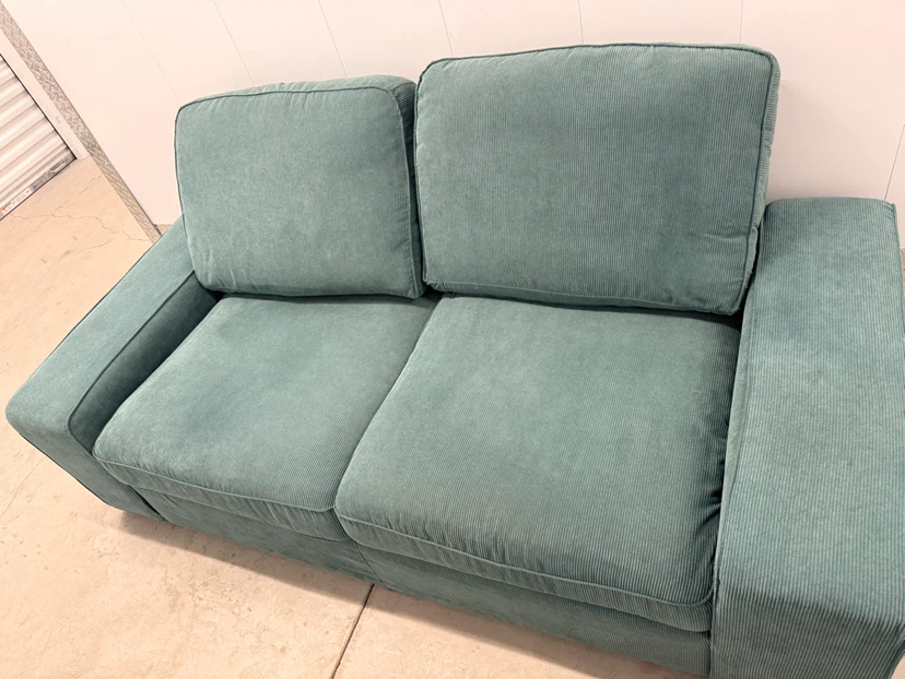 Teal Corduroy Two-Seater Sofa