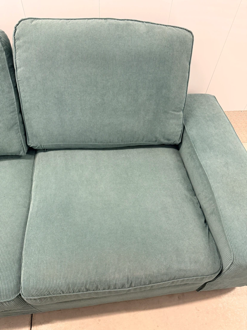 Teal Corduroy Two-Seater Sofa - photo 3