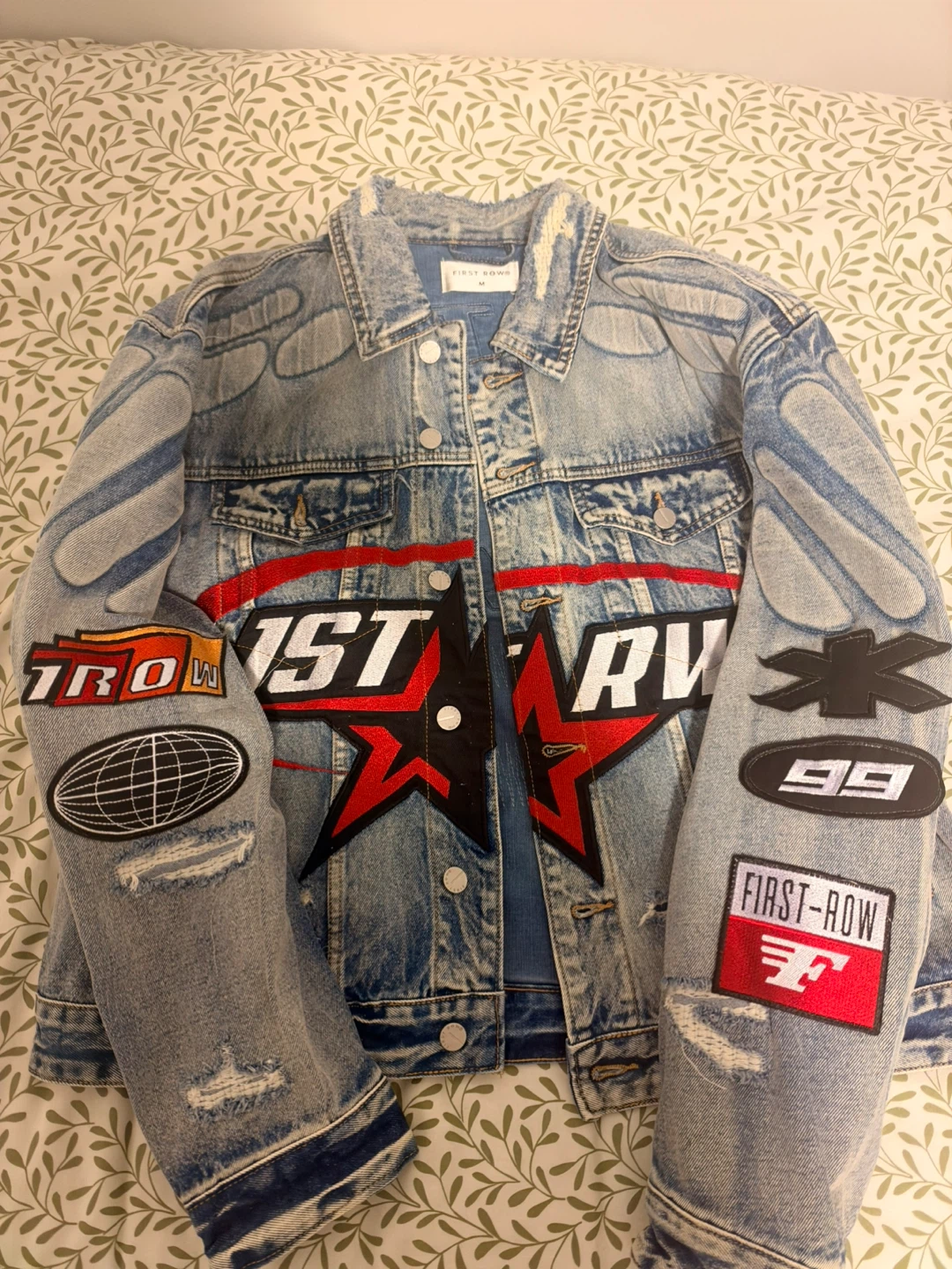 First Row Distressed Denim Jacket