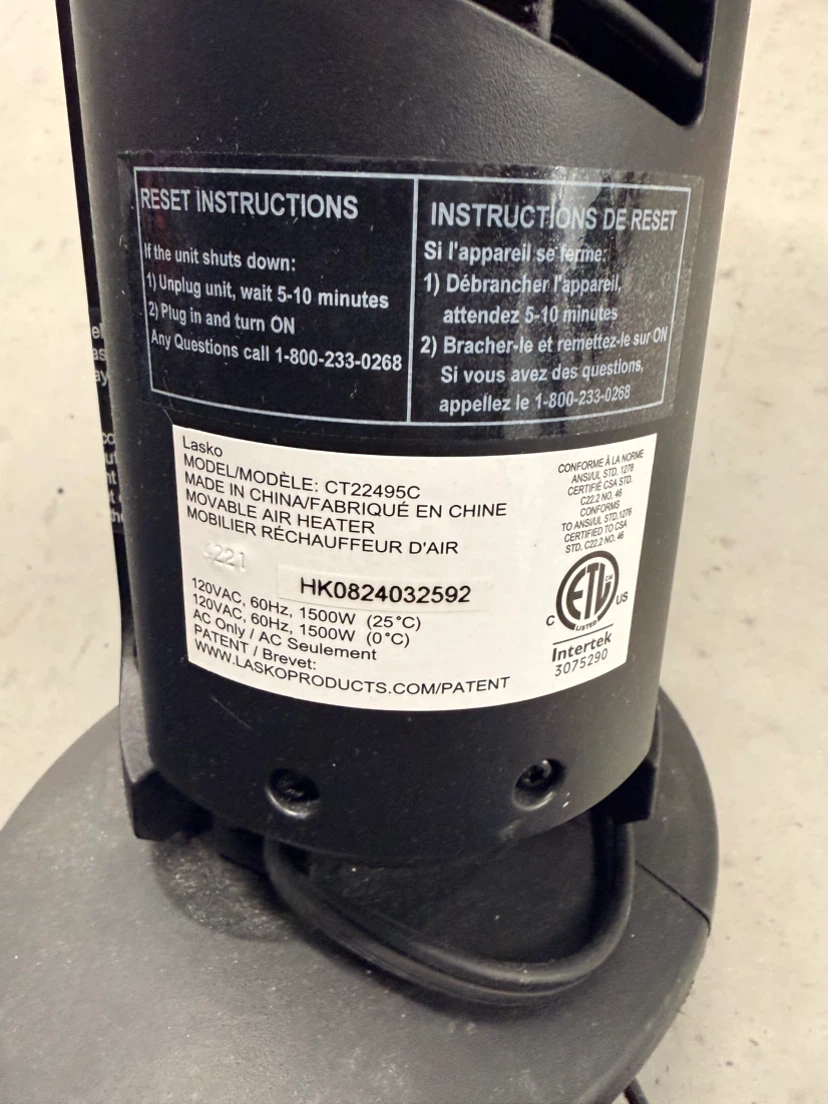 Lasko CT22495C Tower Heater - photo 2