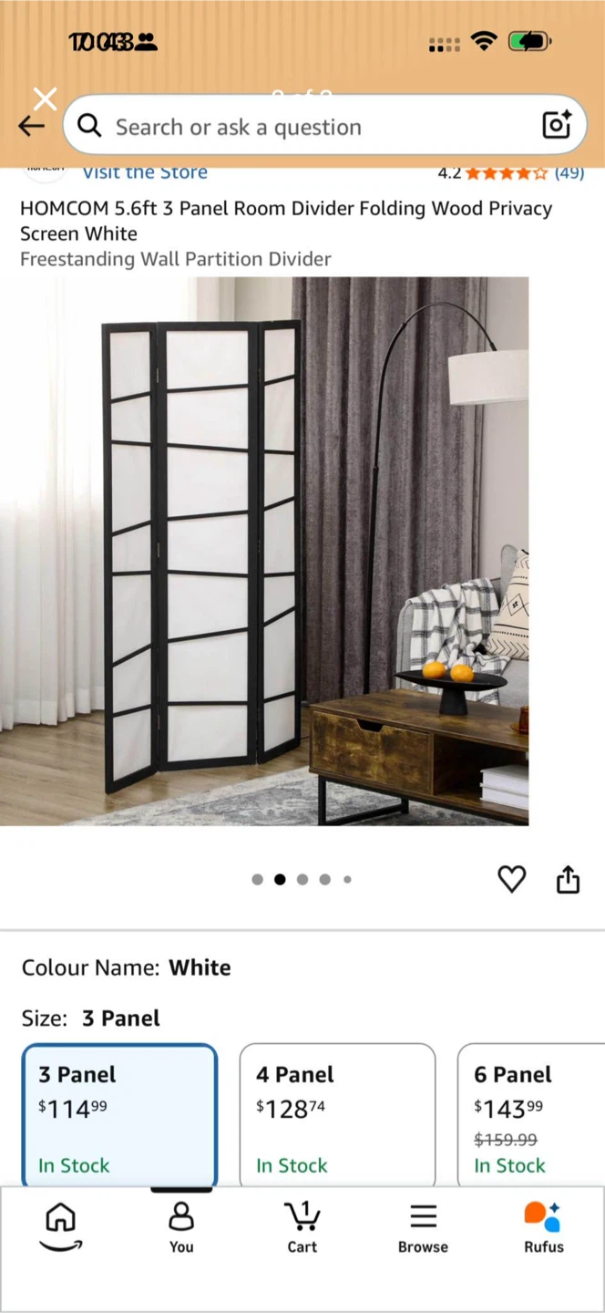 HOMCOM 3-Panel Folding Room Divider - photo 3