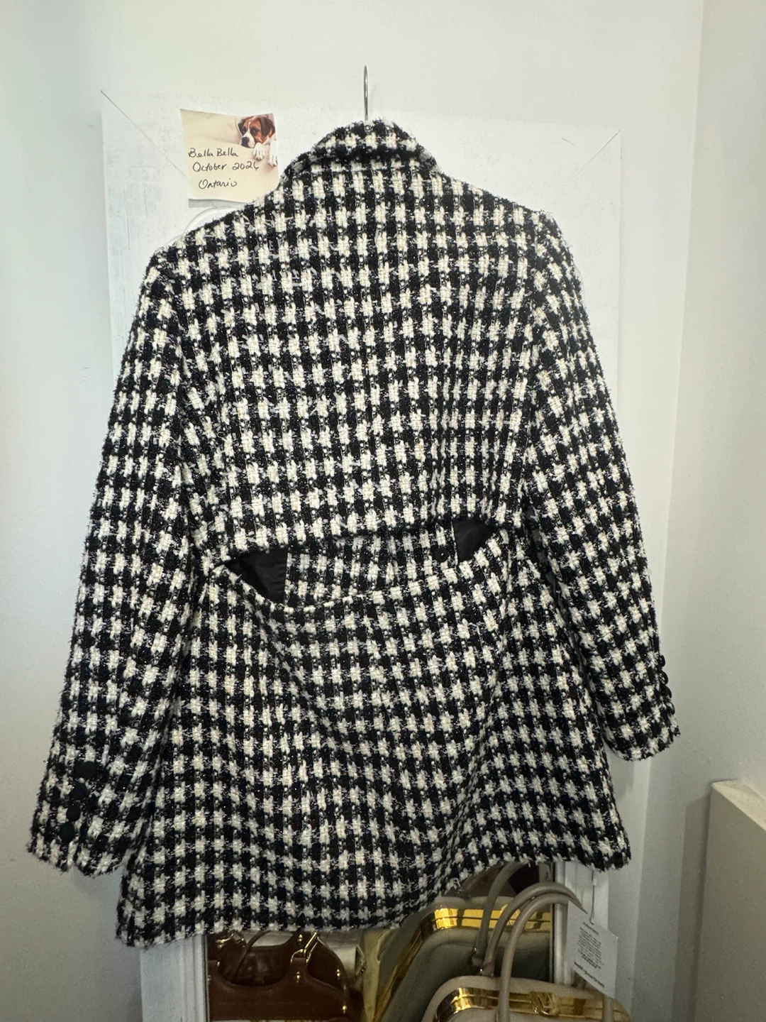 New Self-Portrait Black White Tweed Blazer - photo 4