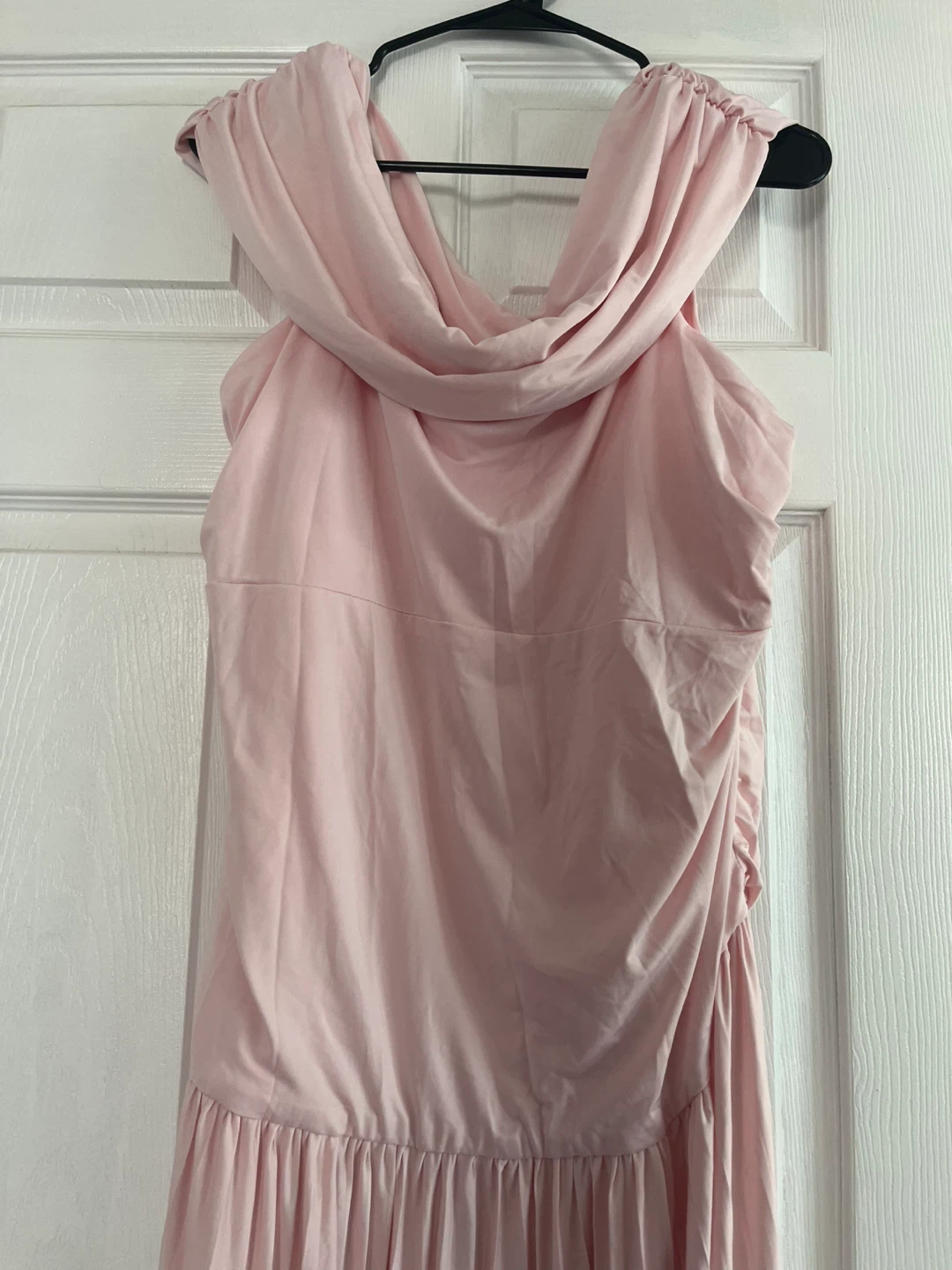 Pink Off-The-Shoulder Pleated Dress