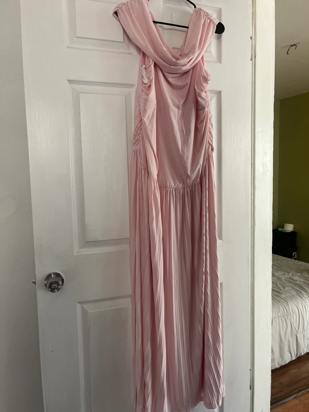 Pink Off-The-Shoulder Pleated Dress - photo 2
