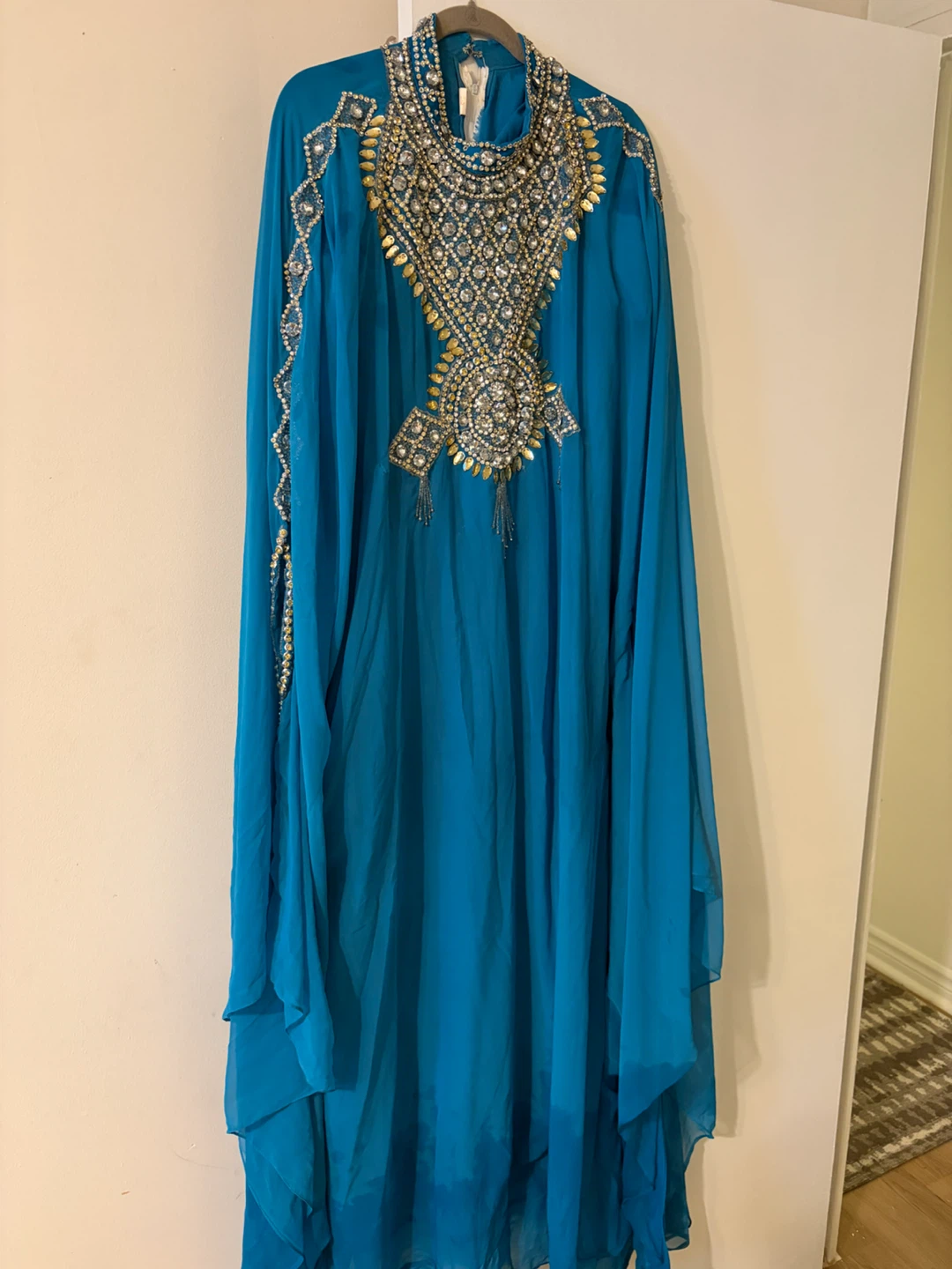 Embellished Blue Kaftan Dress