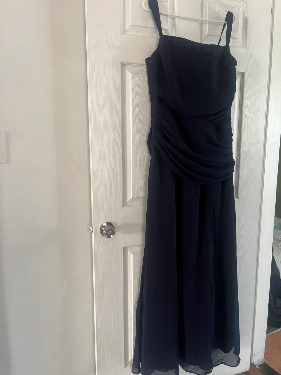 Navy Blue Chiffon Evening Gown