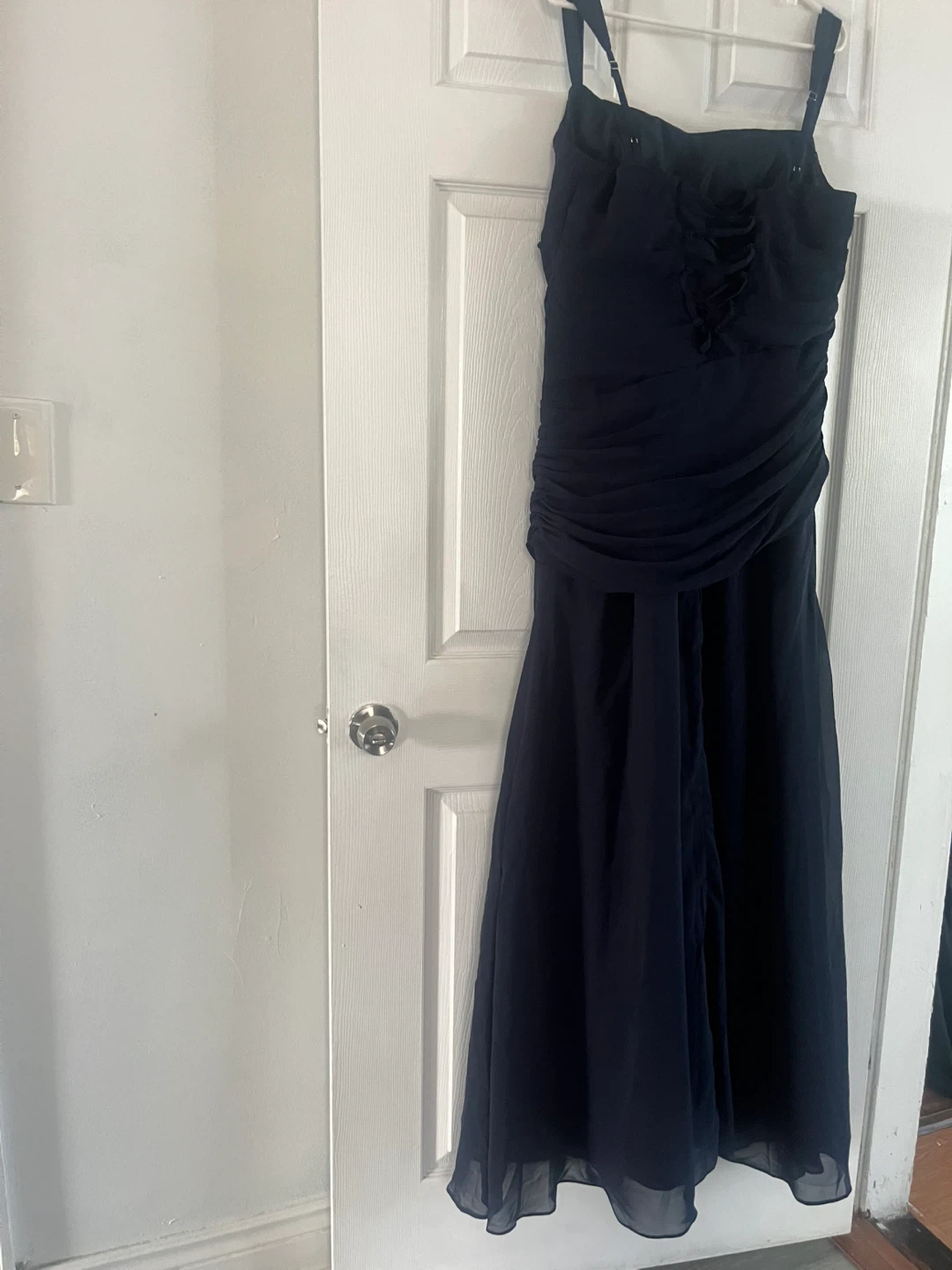 Navy Blue Chiffon Evening Gown - photo 2