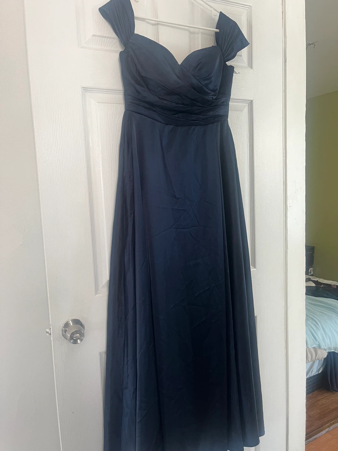 Navy Blue Satin Formal Gown - photo 2