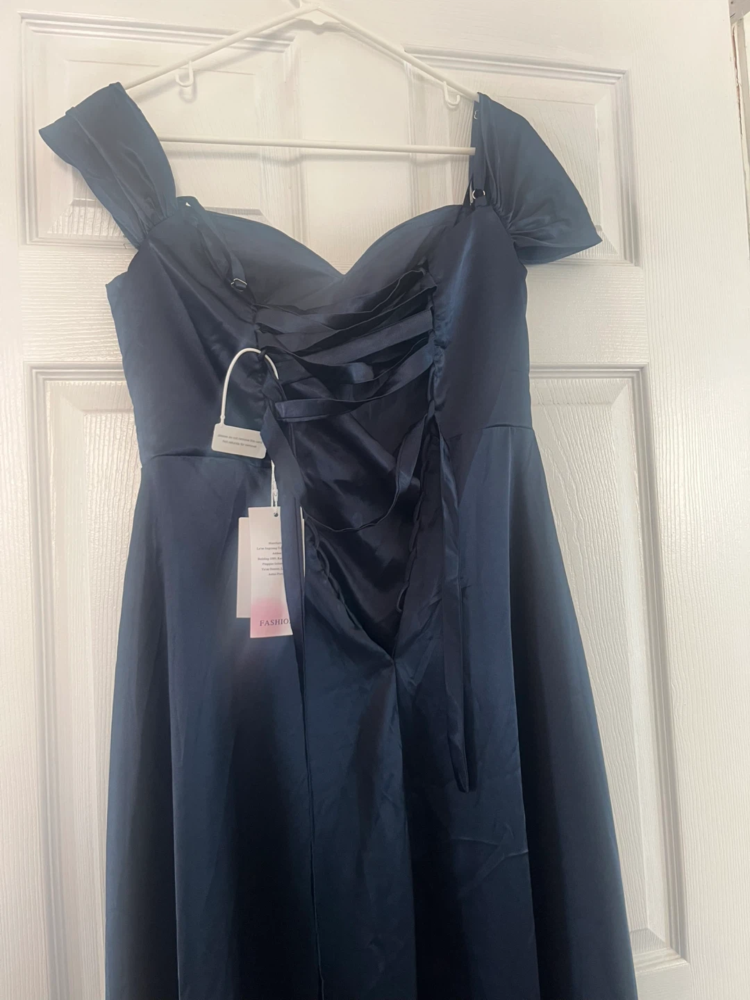 Navy Blue Satin Formal Gown - photo 3