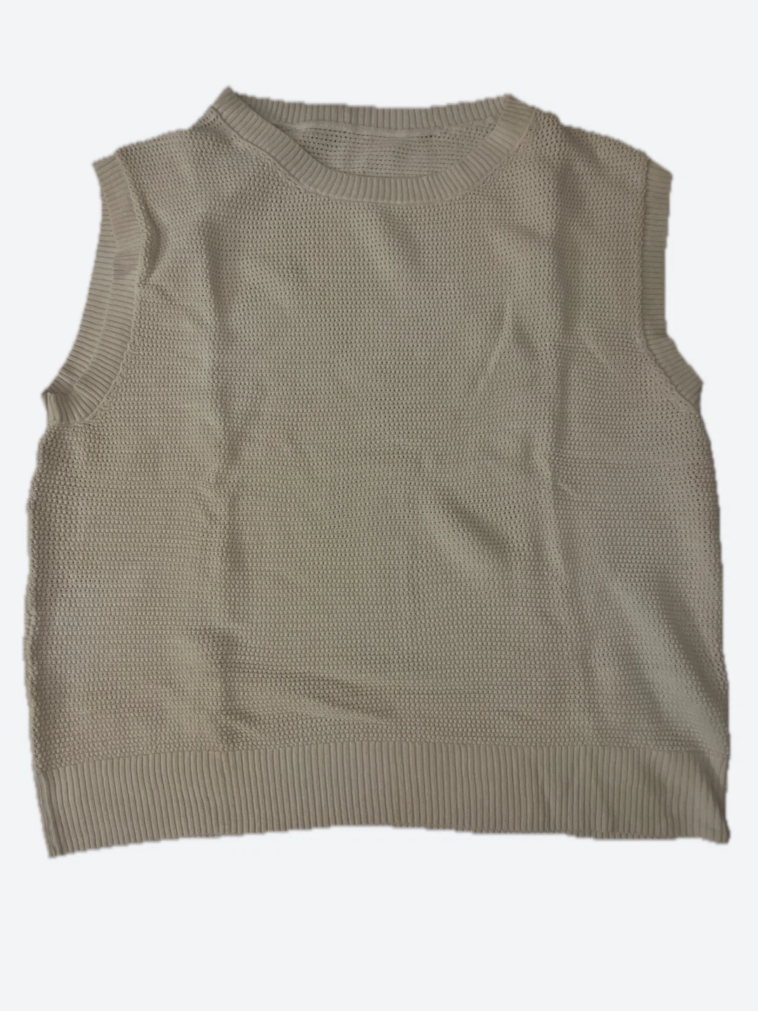 MUJI White Fishnet French Tank Top