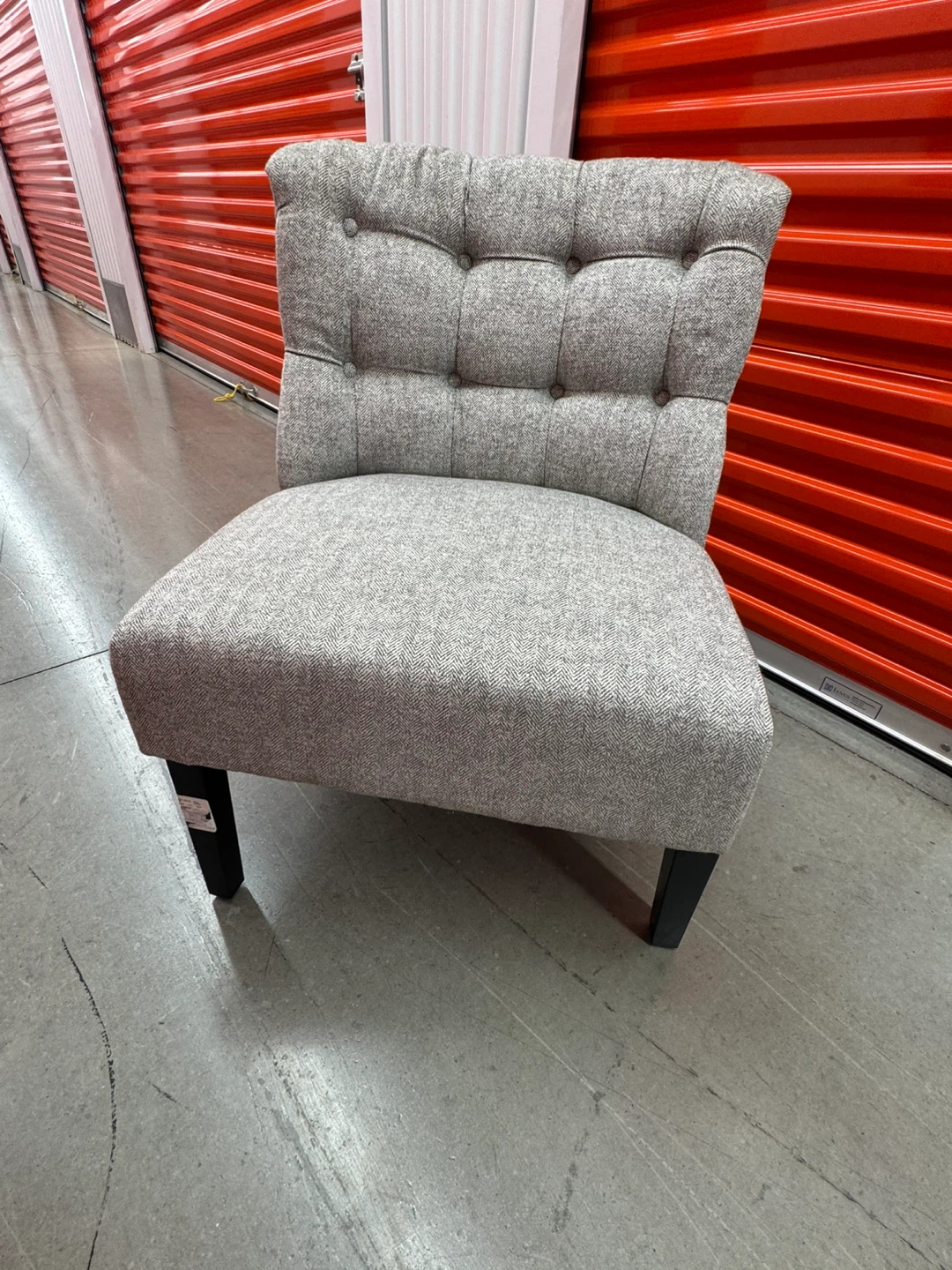 Tufted Grey Herringbone Accent Chair