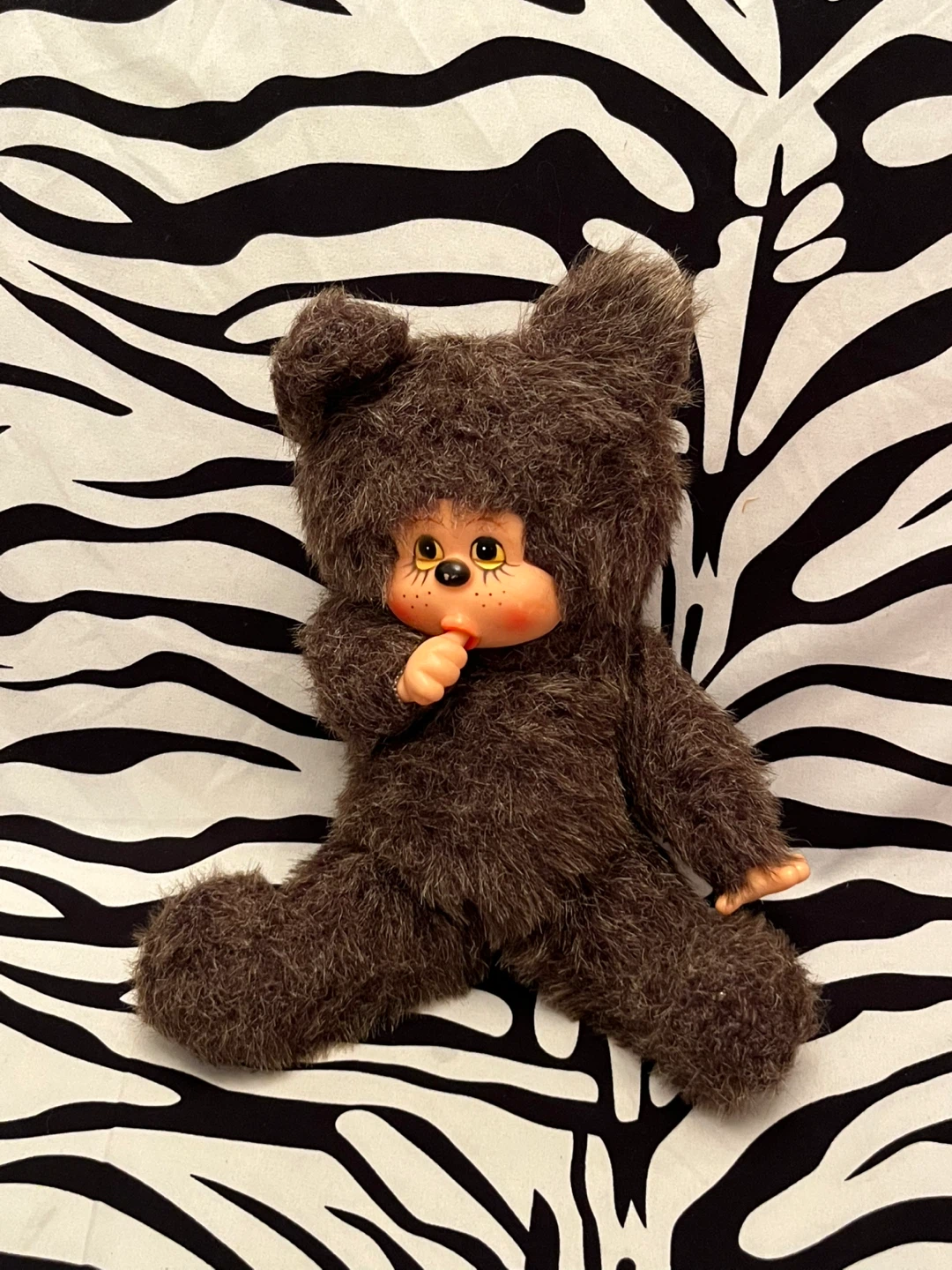 🤎 Vintage Sekiguchi Monchhichi Friends Thumb-Sucking Bear 🤎