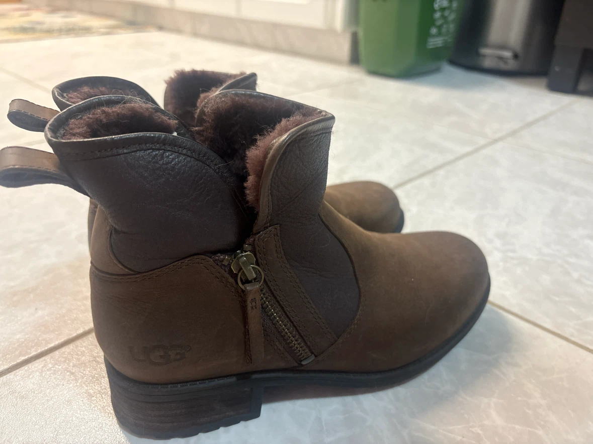 UGG brown leather ankle boots