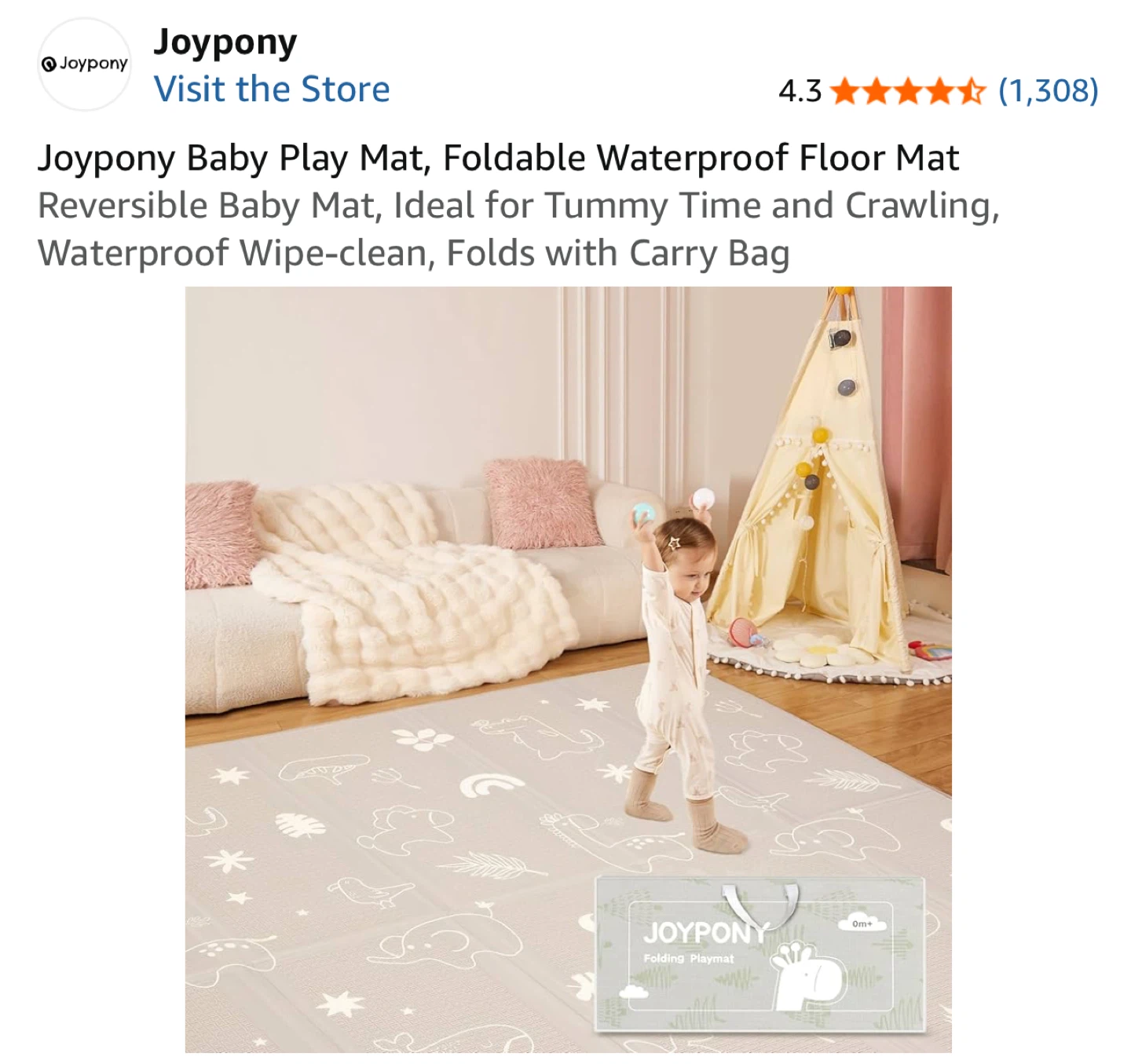 Joypony Foldable Reversible Baby Play Mat