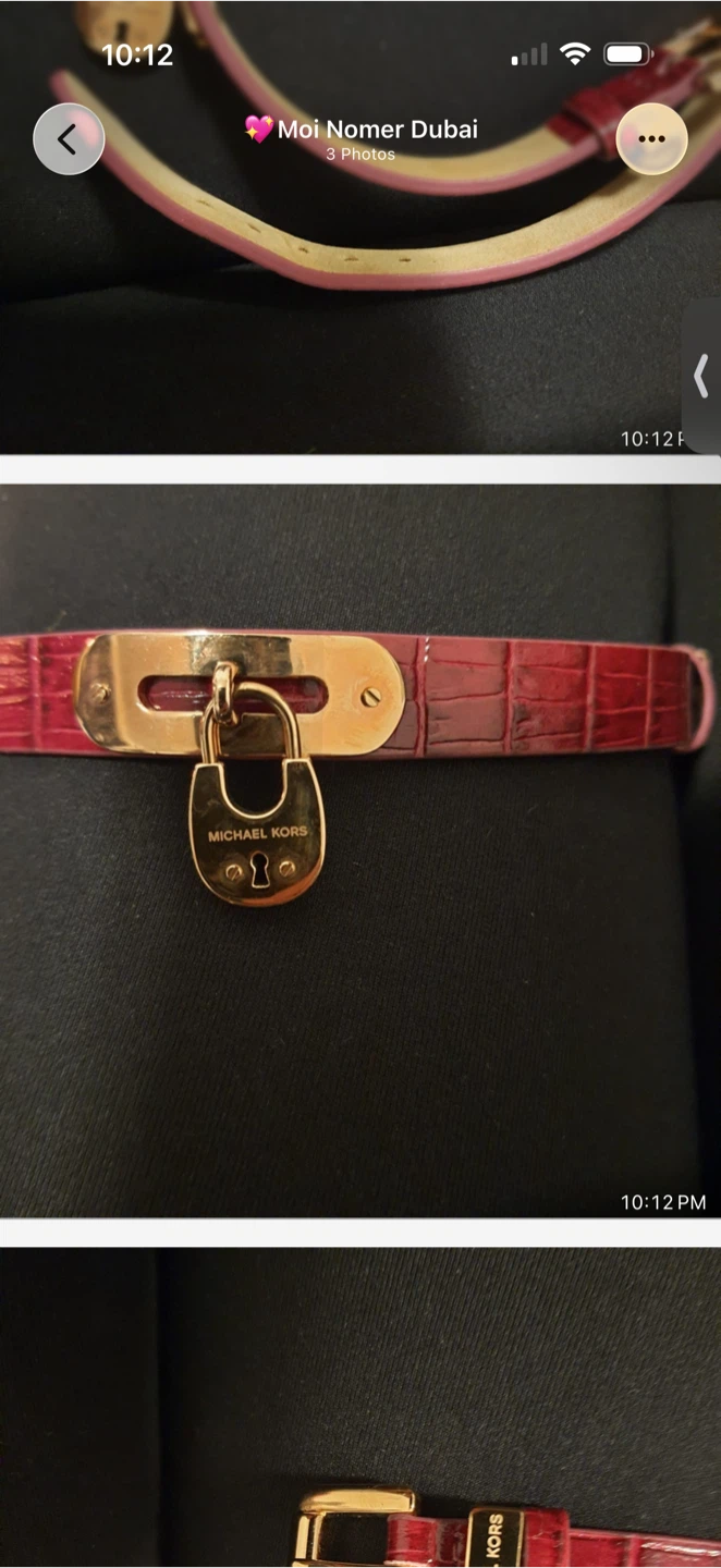 Michael Kors Red Croc-Embossed Leather Belt - photo 2