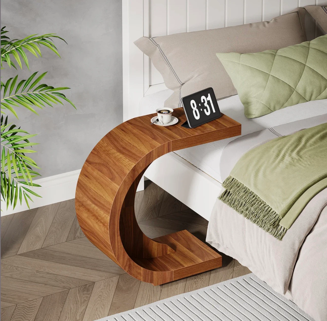 C-Shaped Side Table, Walnut Finish - photo 4