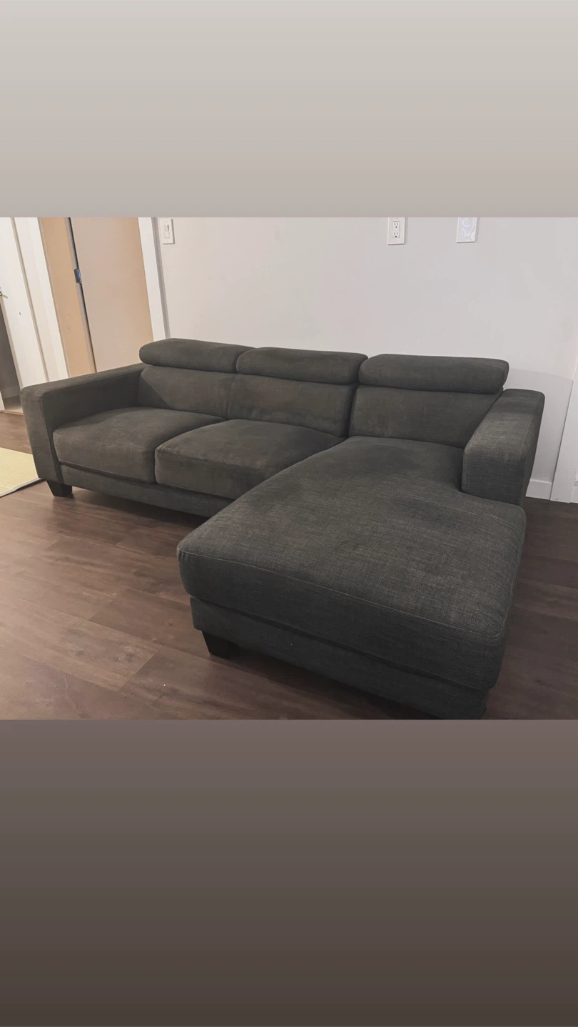 Dark grey sectional sofa with chaise