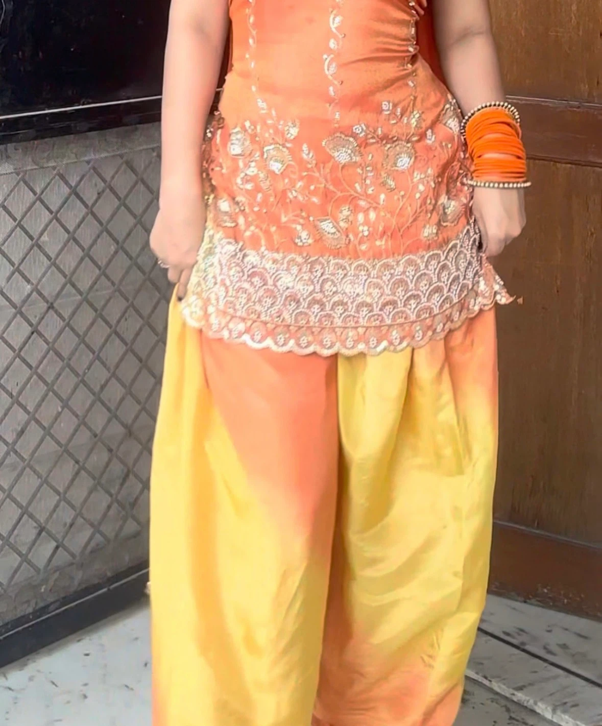 Orange and Yellow Embroidered Punjabi Suit - photo 2
