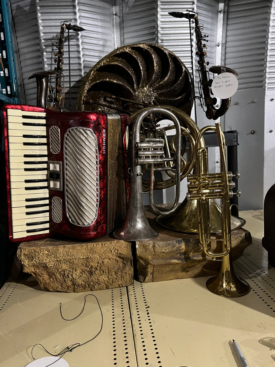 Hohner Accordion Red and other music props