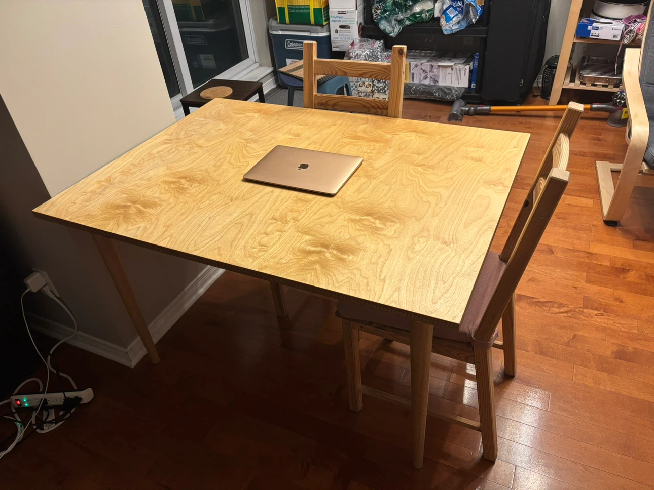 Light Wood Dining Table and Two Chairs