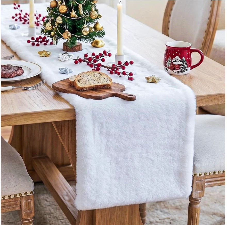 Luxury Christmas Table Runner Snowy White - photo 3