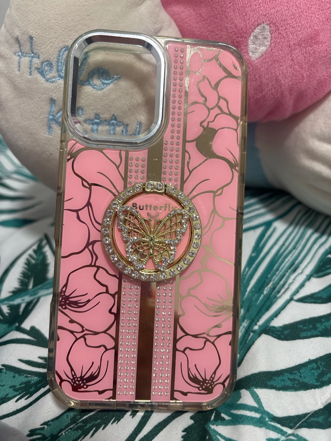 Pink iPhone 16 Butterfly Ring Holder iPhone Case