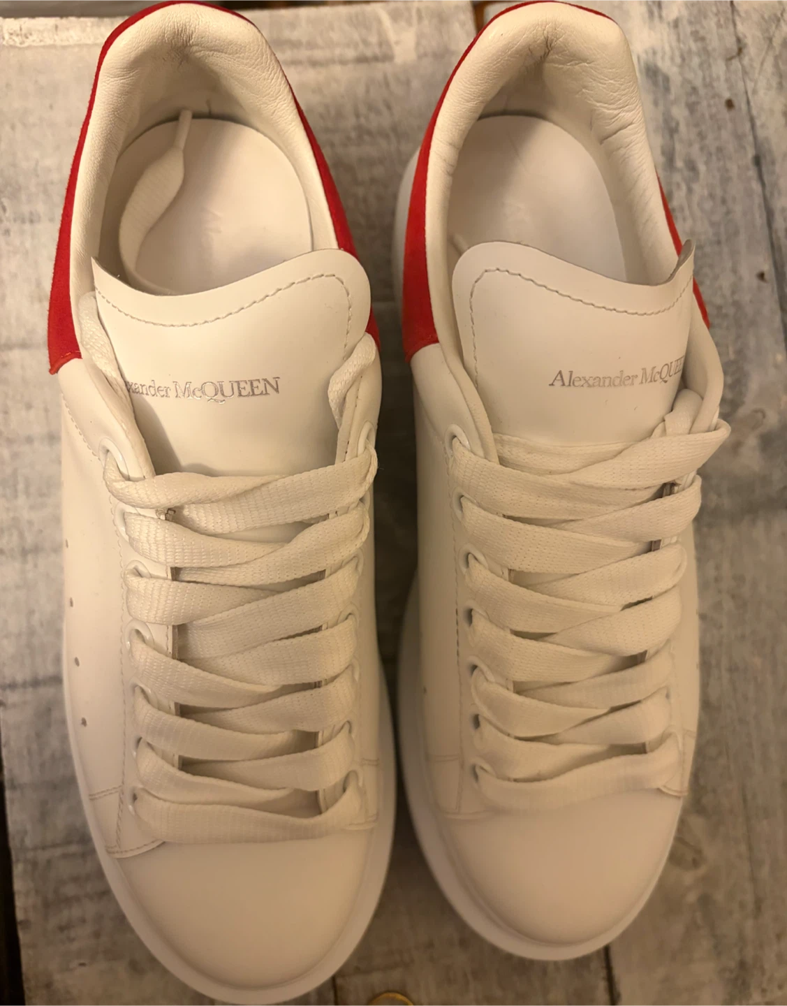 Alexander McQueen White Sneakers with Red Heel