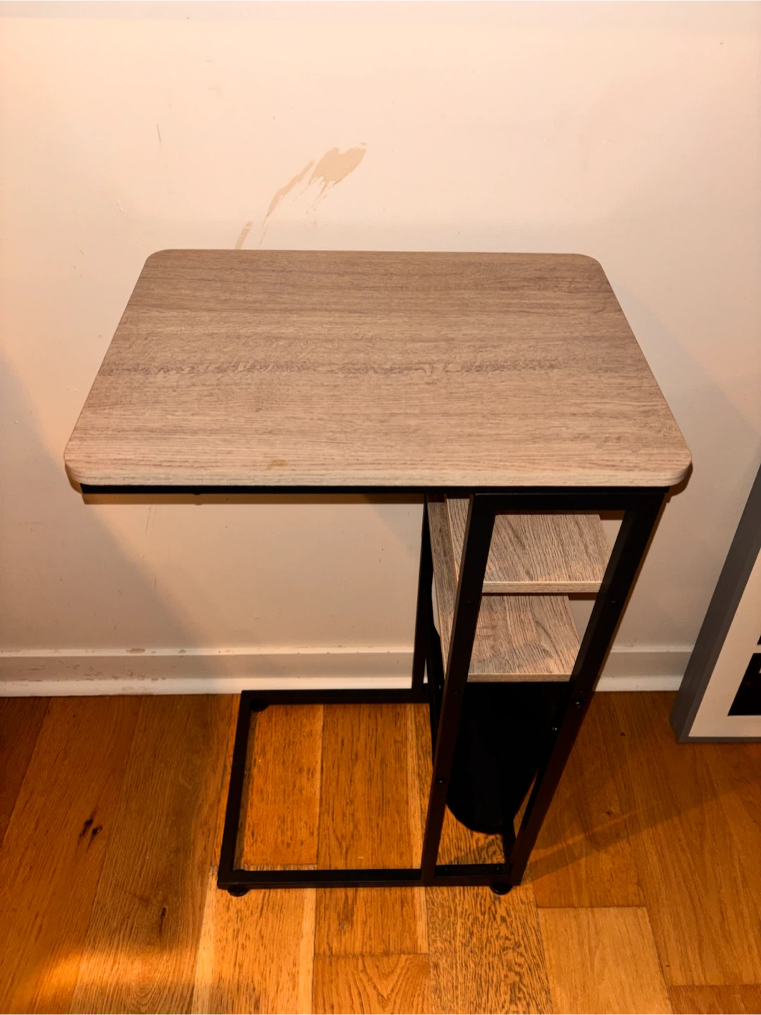 C-Shaped End Table with Storage Shelves - photo 2