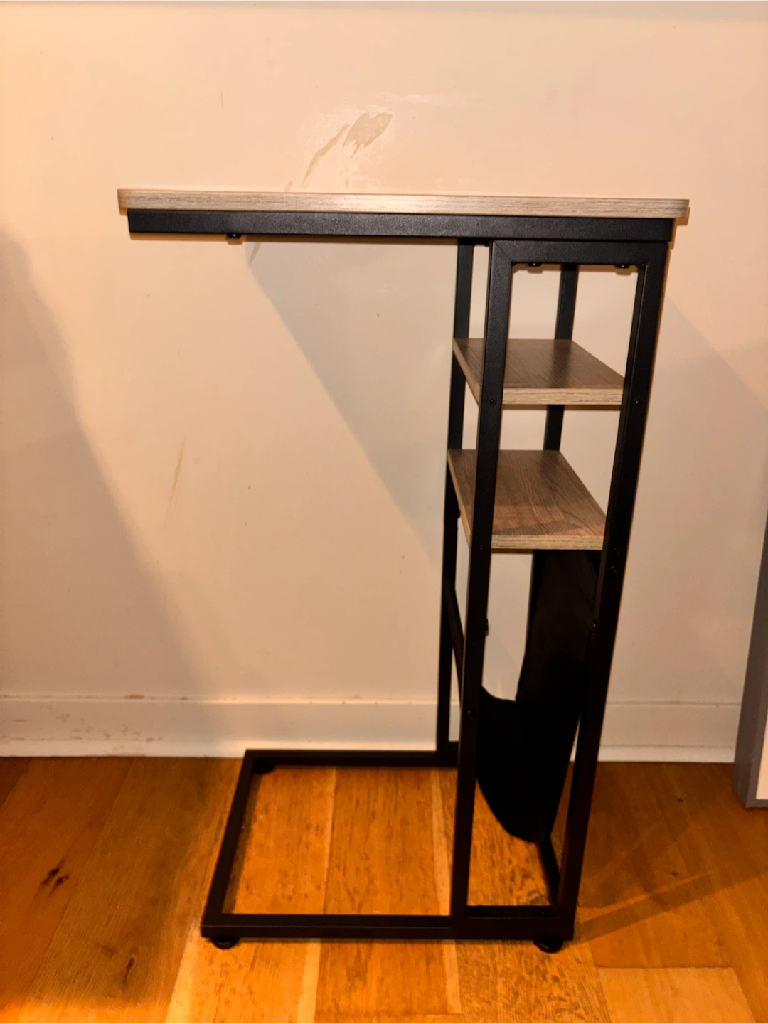 C-Shaped End Table with Storage Shelves - photo 3