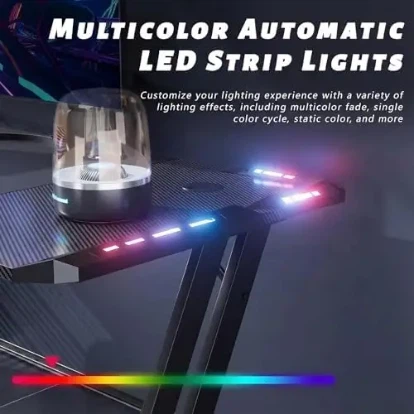 HLDIRECT 47 Inch Z-Shaped Gaming Desk with LED - photo 5
