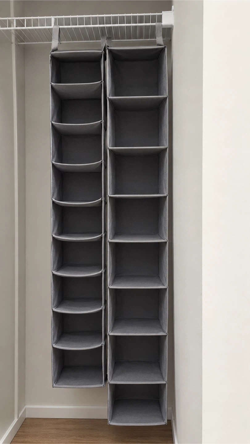Two Grey Hanging Closet Organizers