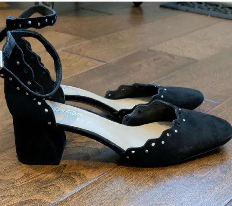 Lord + Taylor Black Suede Block Heel Sandals Size 8M - photo 2