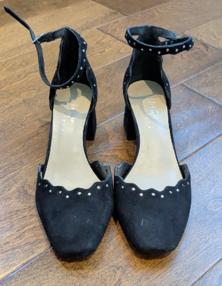 Lord + Taylor Black Suede Block Heel Sandals Size 8M - photo 3
