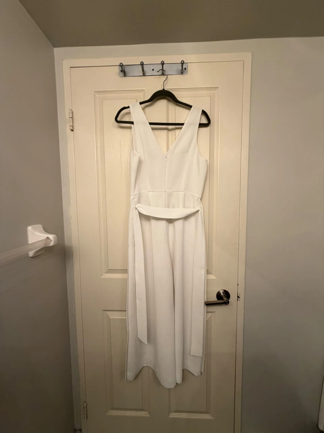 White Sleeveless Jumpsuit with Belt