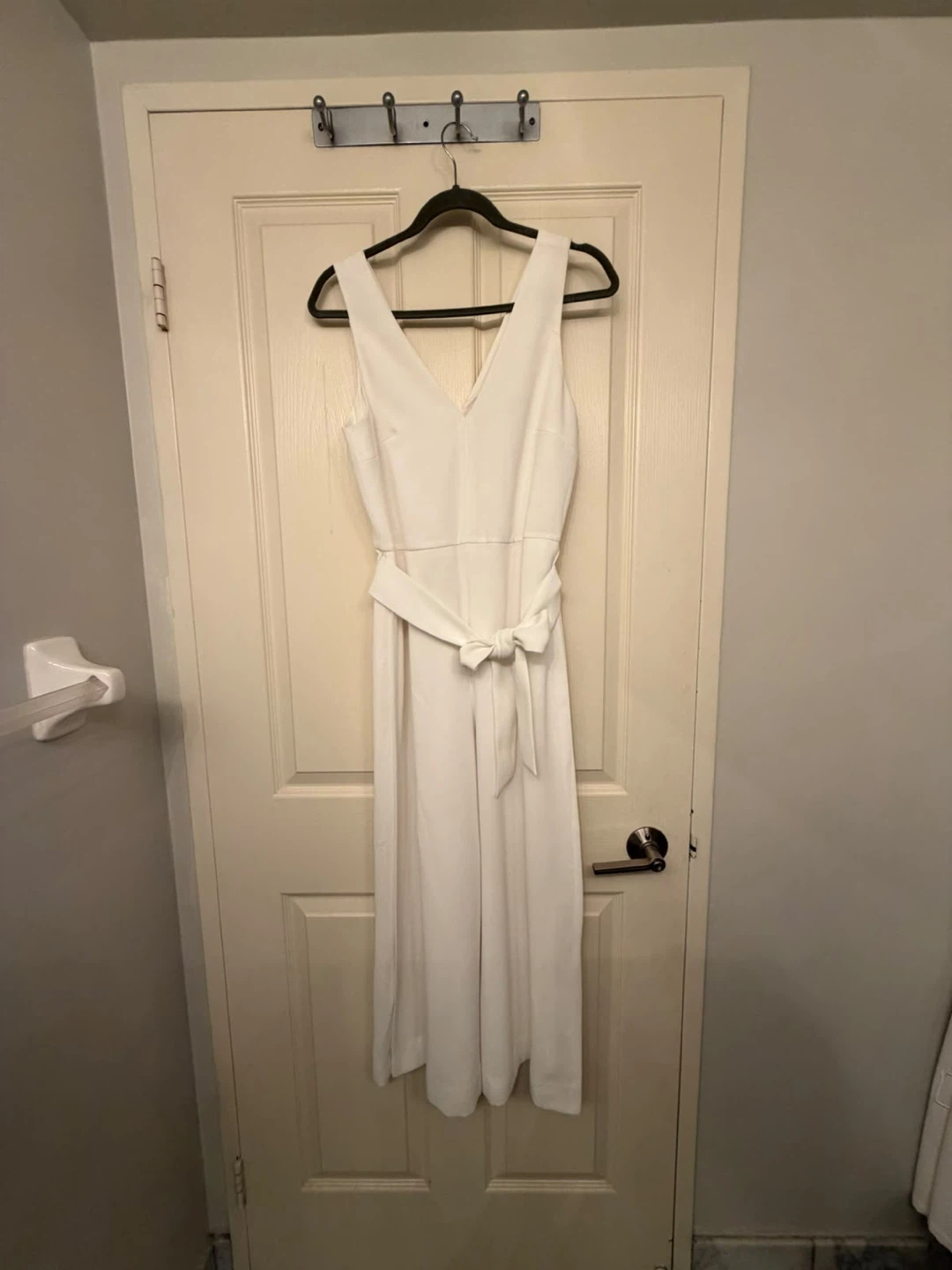 White Sleeveless Jumpsuit with Belt - photo 2
