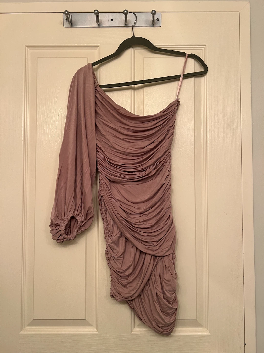 Elisabetta Franchi - Mauve One-Shoulder Ruched Mini Dress