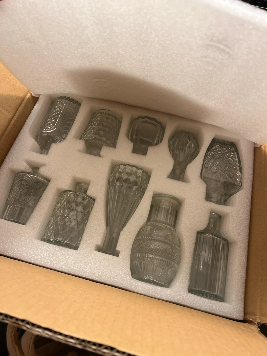 10-Pack Smoke Grey Glass Vases - Brand New in Box