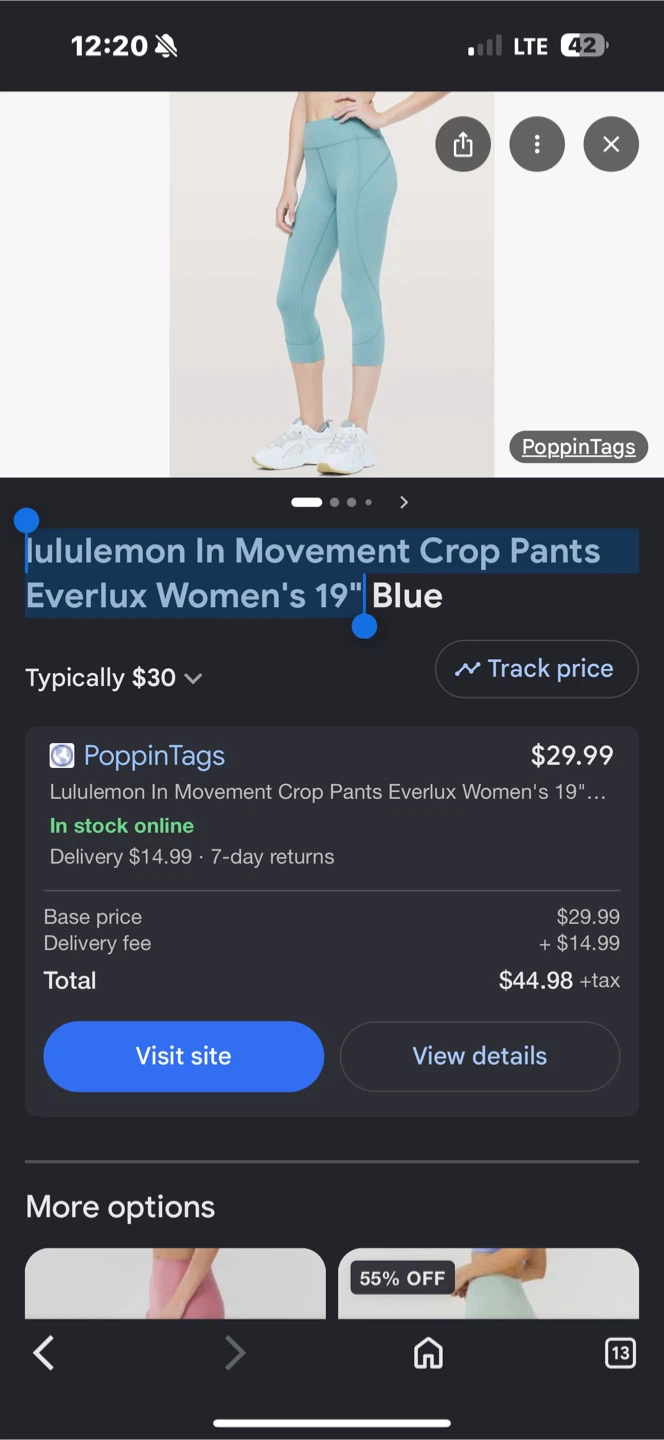 Lululemon In Movement Capri Crop Pants Everlux Women's 19" - photo 4