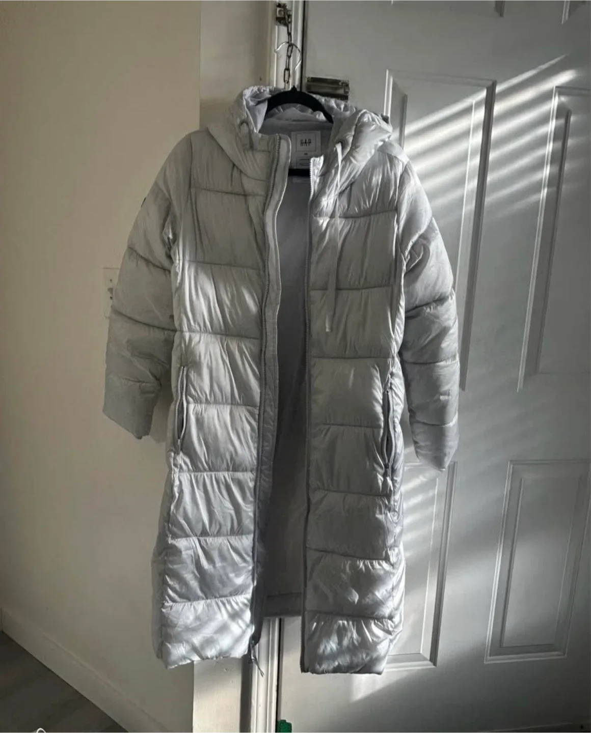 Gap Puffer Long Coat Silver
