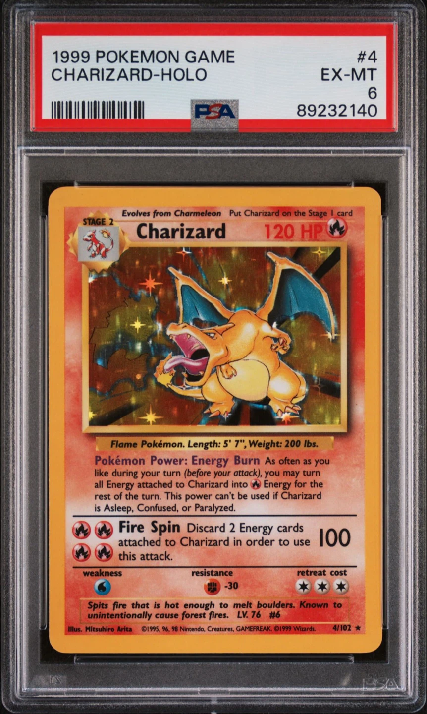 1999 Pokemon Base Set Charizard Holo PSA 6