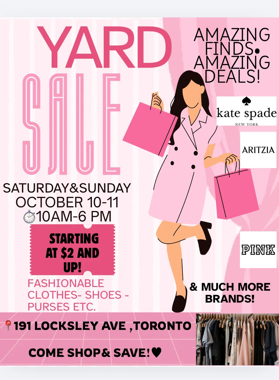 YARD SALE SATURDAY OCTOBER 10th TO OCTOBER 11th 10am-6pm!