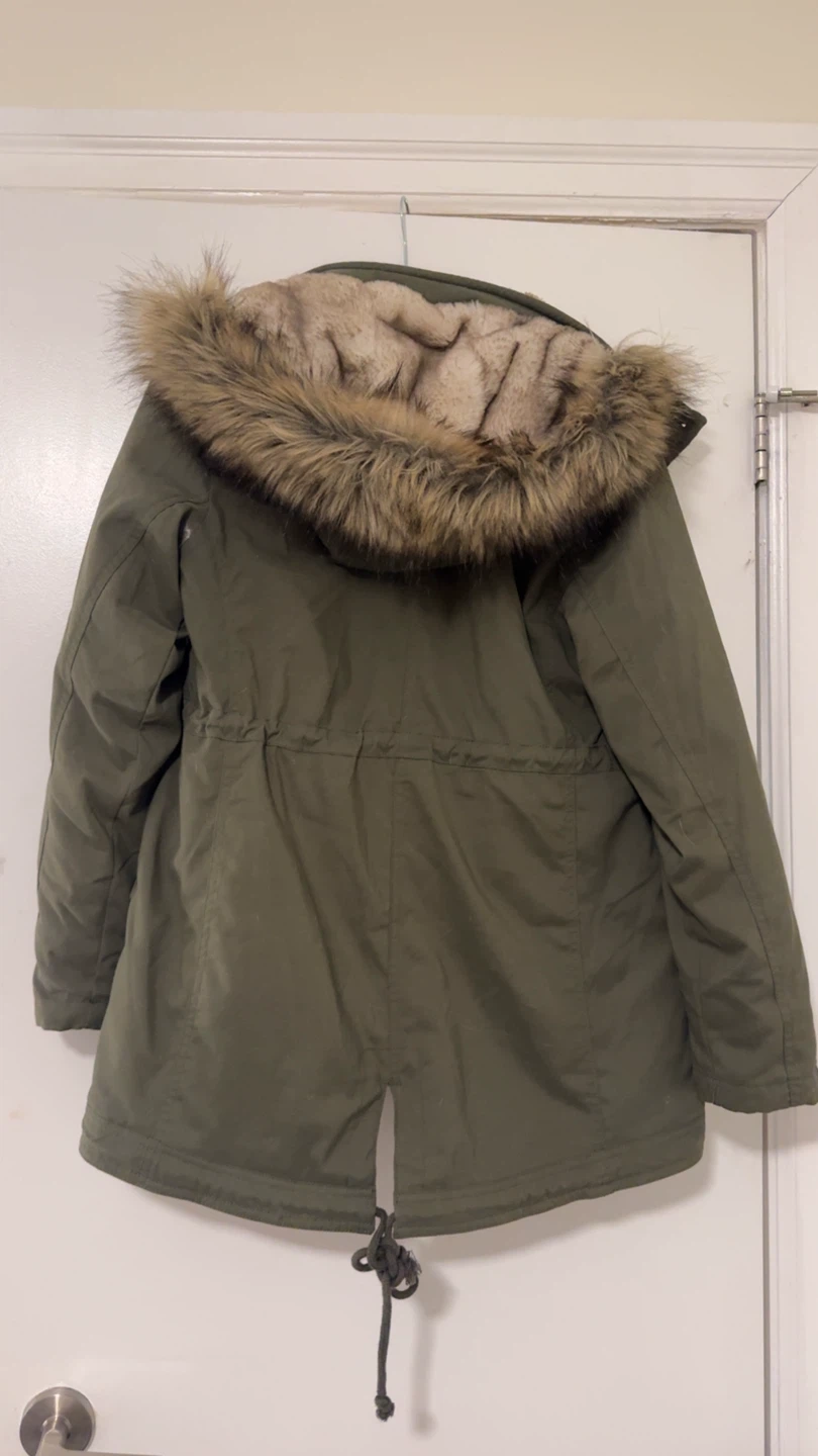 Hollister Faux Fur Lined Parka Olive - photo 2