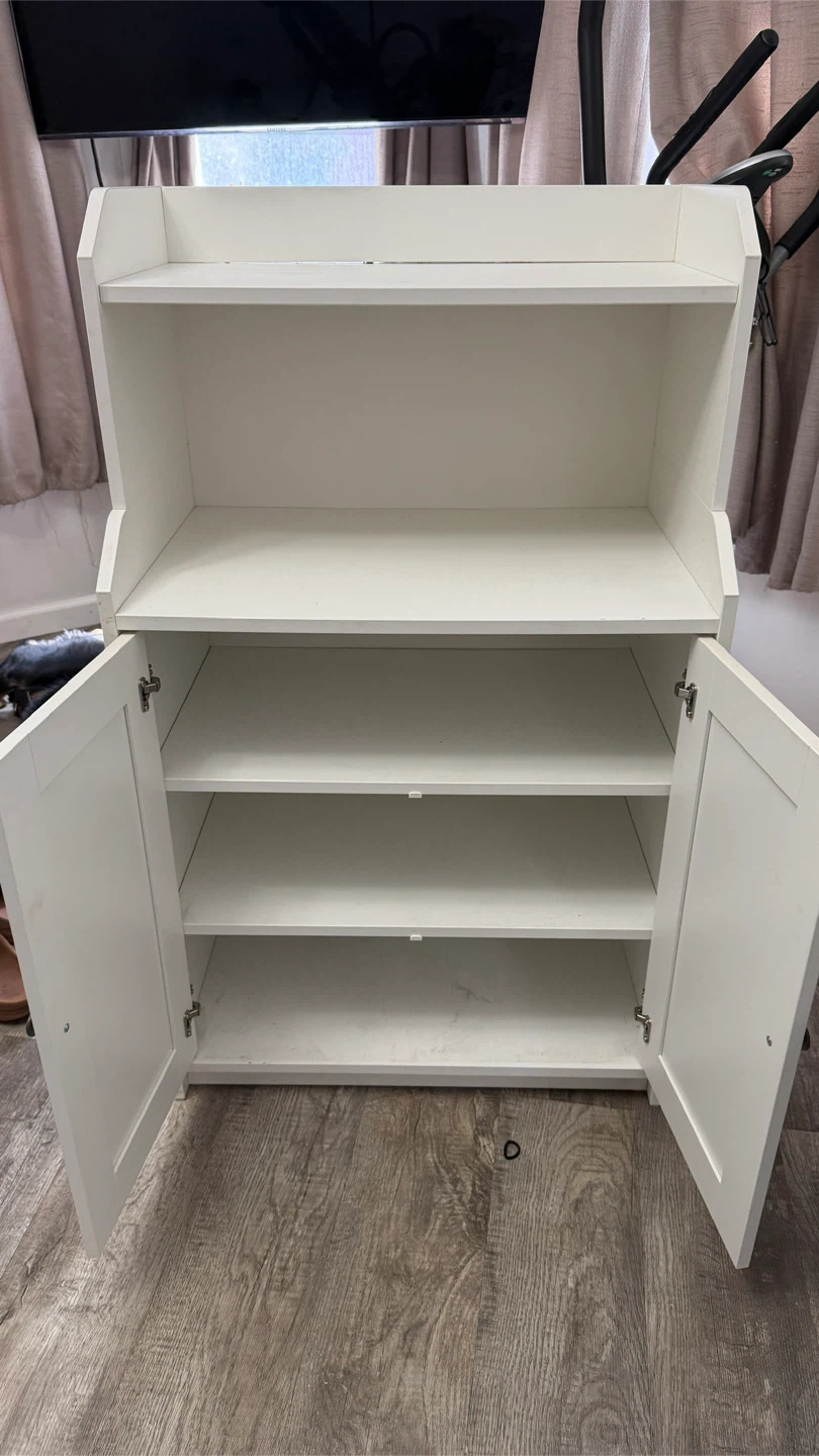 White storage cabinet with open shelf - photo 2