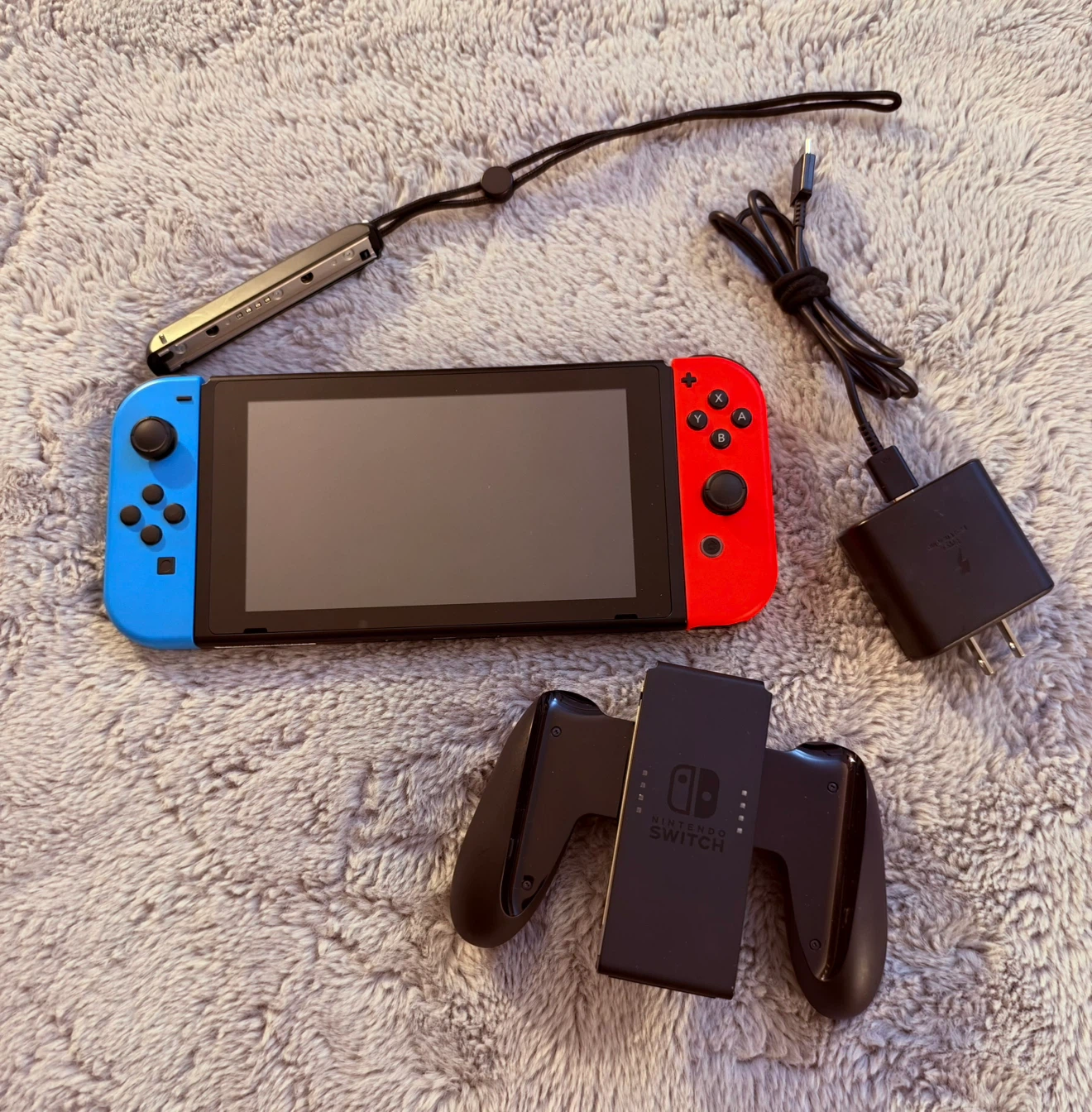 Nintendo Switch Console with Neon Blue and Red Joy-Cons
