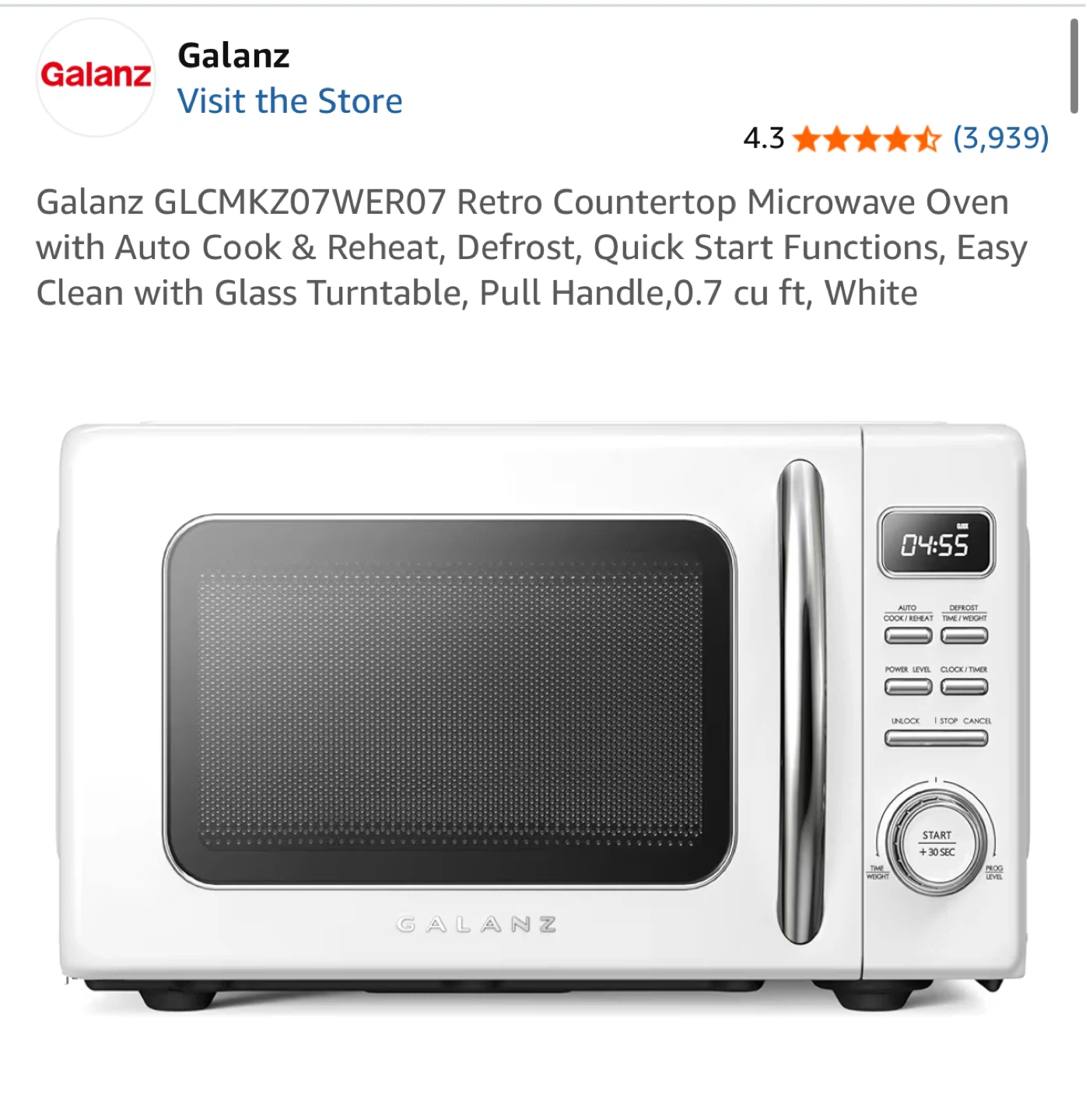 Galanz Retro Microwave-White
