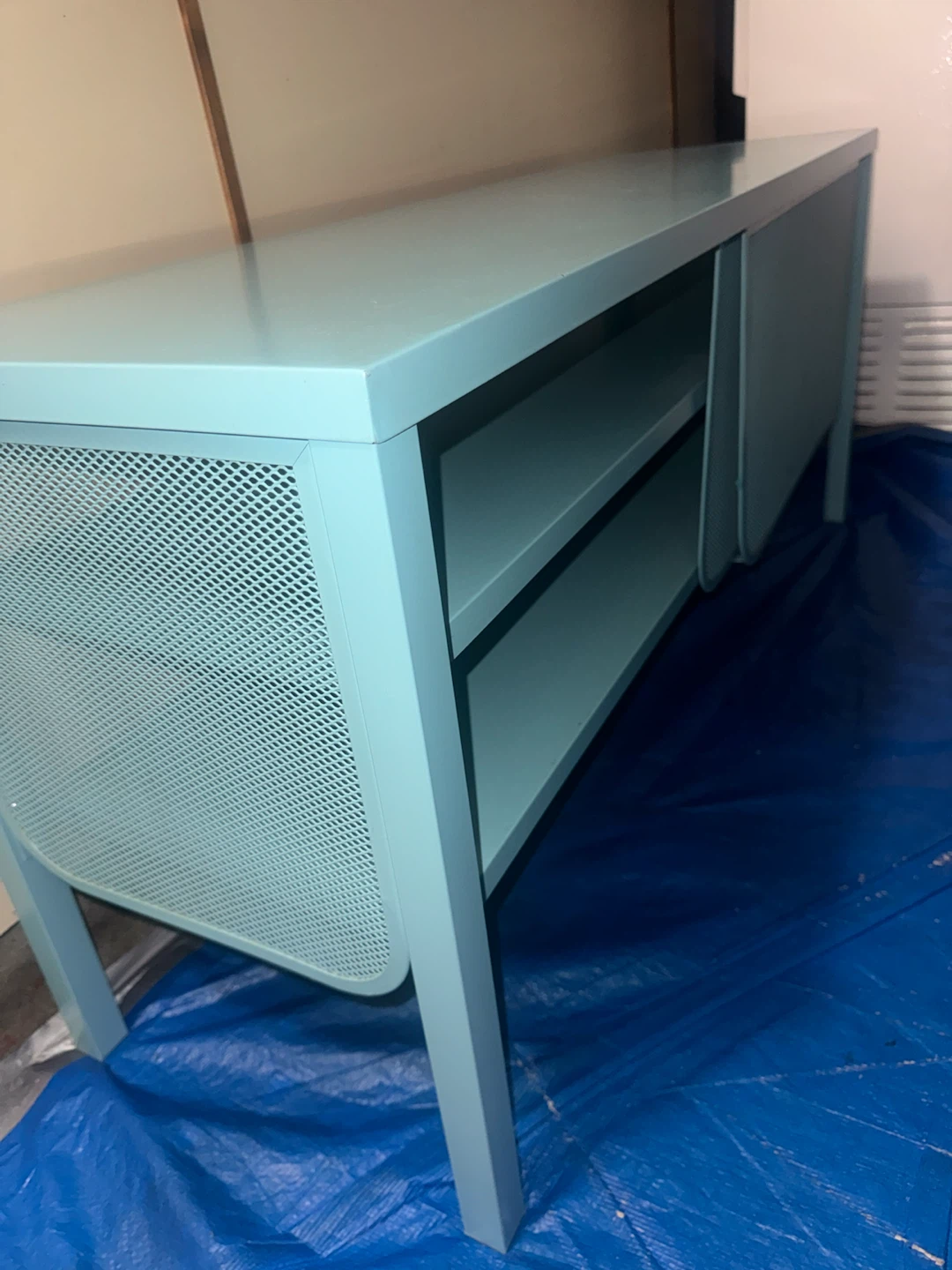 Tv stand Light Blue Metal Media Console - photo 3