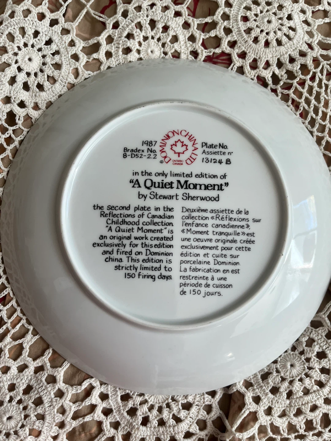 Vintage Dominion China “A Quiet Moment” Collectors Plate - photo 2
