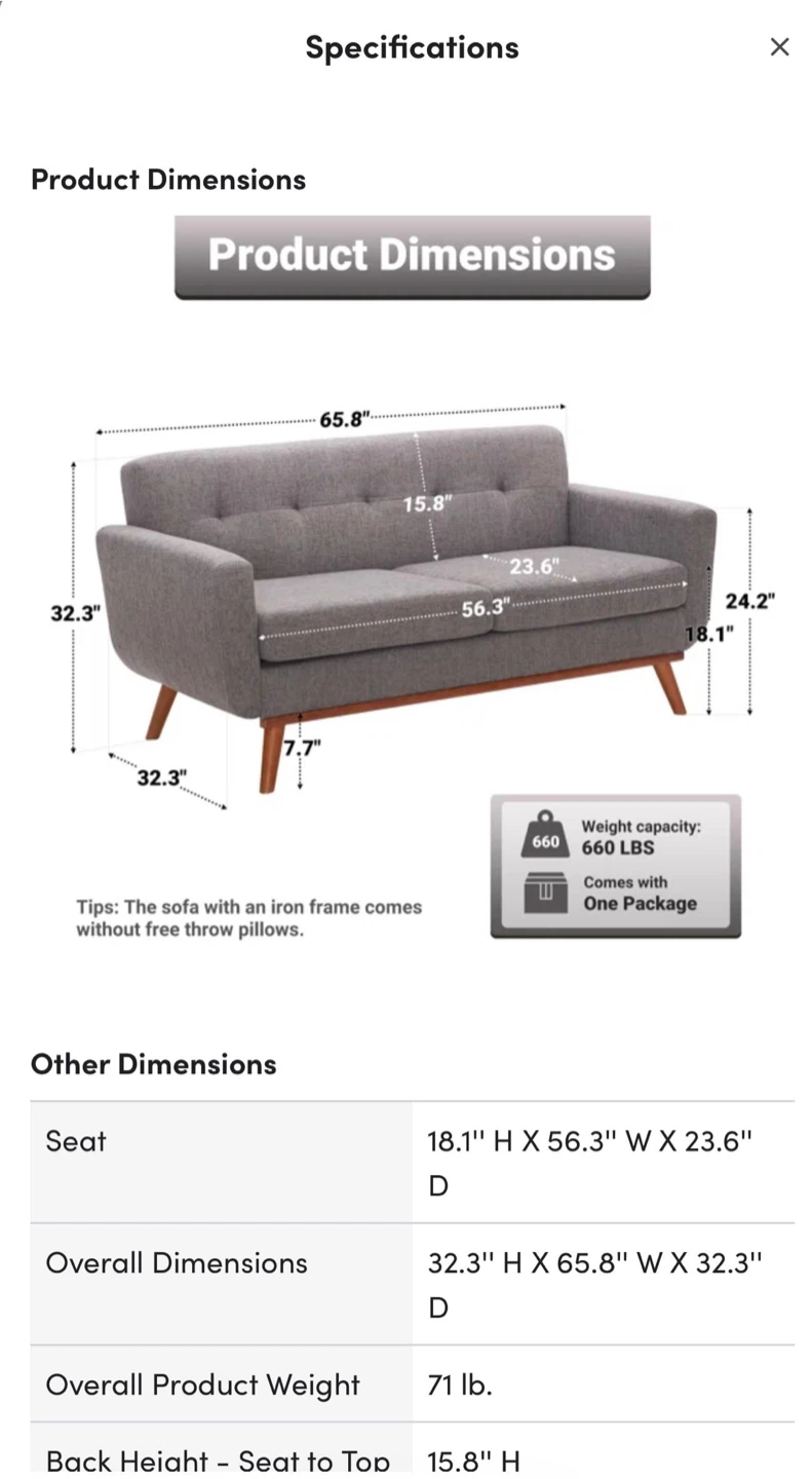 Grey Mid-Century Modern Sofa - photo 2