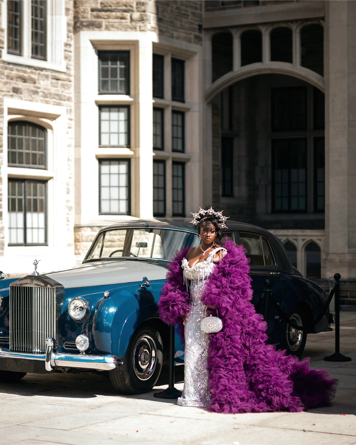 Dramatic Tulle Ruffle Robe in Dark Purple